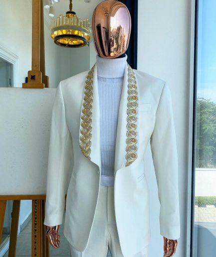 A Reloaded “Vegas” Monochrome Ivory White Shawl Lapel Suit
