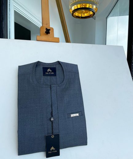 An Anchor Grey, Double Invisible Flap Flap Details African Traditional Senator Kaftan Native.