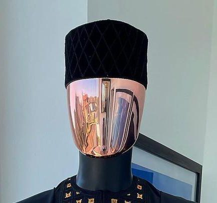 A Black Velvet Interlocking Lane African Hat