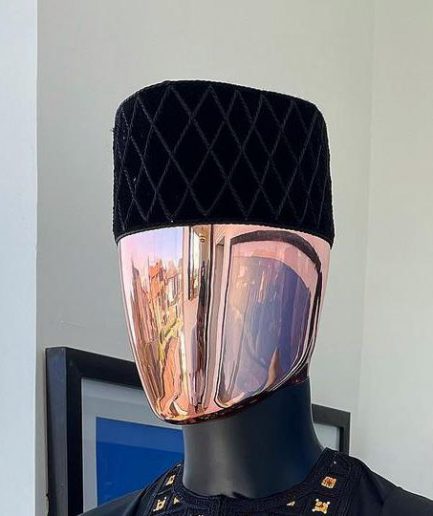 A Black Velvet Interlocking Lane African Hat