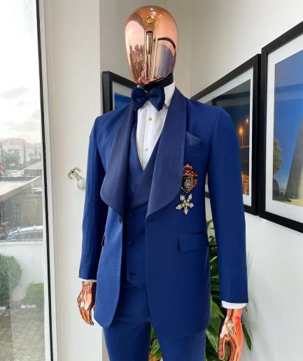 A Sapphire Blue Shawl Lapel Tuxedo Suit