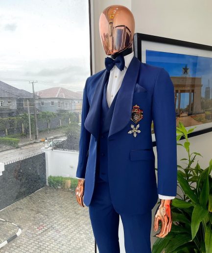 A Sapphire Blue Shawl Lapel Tuxedo Suit