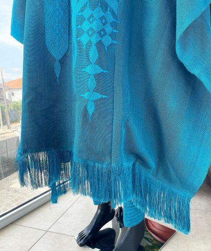 A Cerulean blue royal embroidery design agbada, dashiki, “abeti Aja” matching hat & sokoto