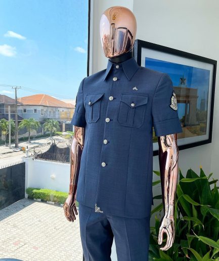 A Light Denim Blue Vintage “Havana” French Safari Suit