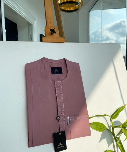 A Mauve, Spiral Front Flap Embroidery detailing African Traditional Senator kaftan Native.