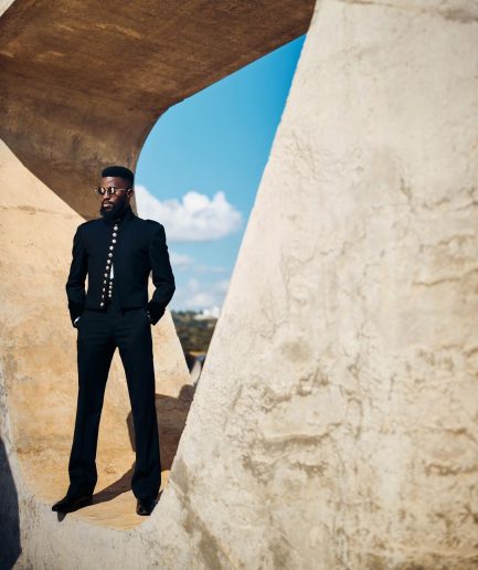 A Layered Combat Charcoal Black Tuxedo Suit.