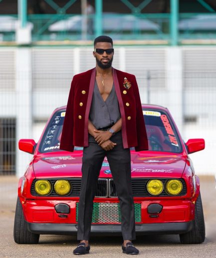A Burgundy Velvet Blazer Jacket Suit