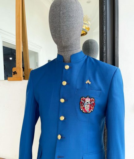 An Azure Blue, Long Sleeve Safari Suit