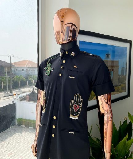The Reloaded vintage charcoal black “Havana” French safari shirt