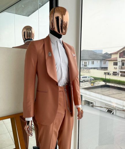 A Mauve Shawl Lapel Tuxedo Suit