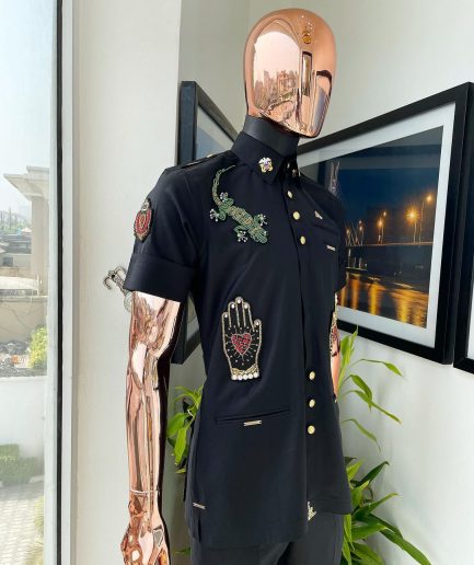 The Reloaded vintage charcoal black “Havana” French safari shirt