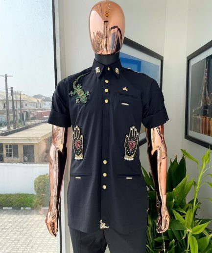 The Reloaded vintage charcoal black “Havana” French safari shirt