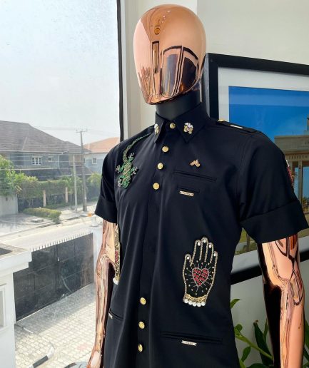 The Reloaded vintage charcoal black “Havana” French safari shirt