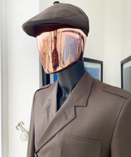 A monochrome “06-06-1944 - D-Day” Coffee brown, notch lapel, 2 button combat wrap suit