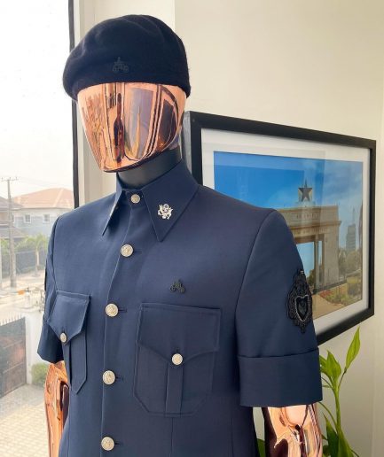 A reloaded Dark Aegean blue vintage “Havana” French safari suit