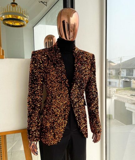 The “Young and Restless” fire orange peak lapel suit