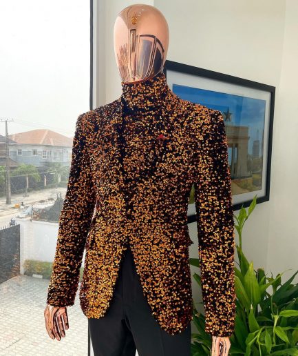 The “Young and Restless” fire orange peak lapel suit