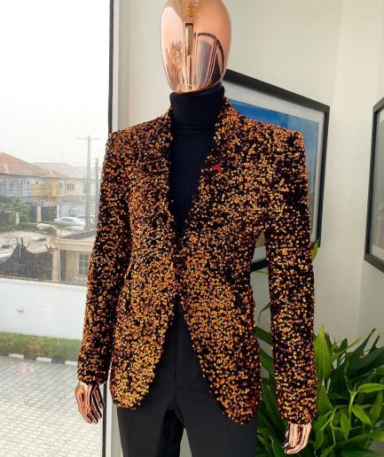 The “Young and Restless” fire orange peak lapel suit