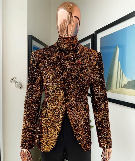 The “Young and Restless” fire orange peak lapel suit