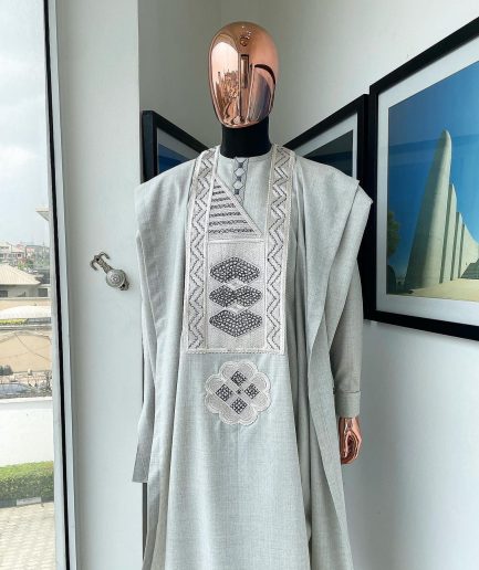 An Pearl Ivory, Lego Broken Pearl Embroidery Design Agbada