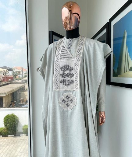 An Pearl Ivory, Lego Broken Pearl Embroidery Design Agbada