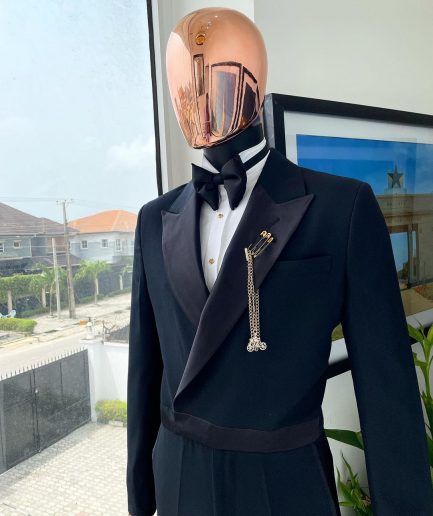 A Charcoal black Jump “Juxedo” peak lapel tuxedo suit