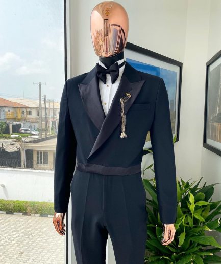 A Charcoal black Jump “Juxedo” peak lapel tuxedo suit