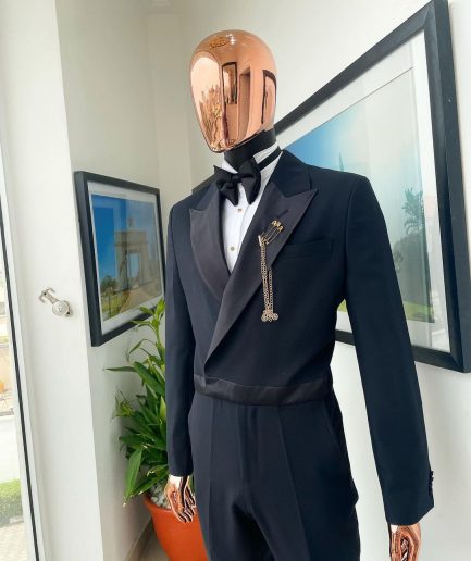 A Charcoal black Jump “Juxedo” peak lapel tuxedo suit
