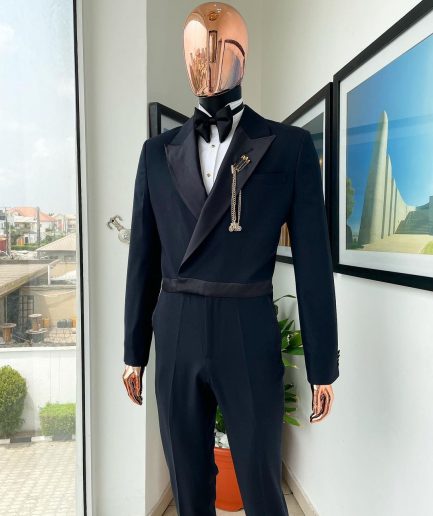 A Charcoal black Jump “Juxedo” peak lapel tuxedo suit
