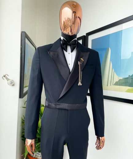 A Charcoal black Jump “Juxedo” peak lapel tuxedo suit