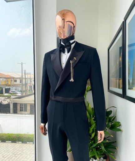 A Charcoal black Jump “Juxedo” peak lapel tuxedo suit