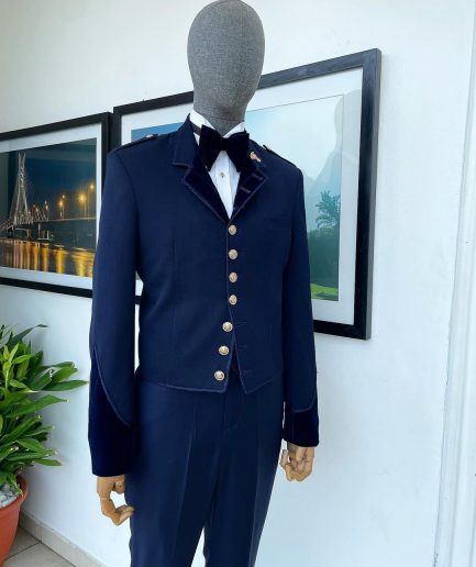 A “duopoly” navy blue royal tuxedo suit