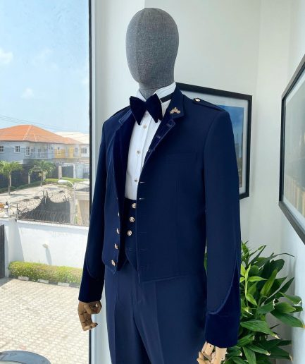 A “duopoly” navy blue royal tuxedo suit