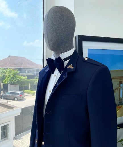 A “duopoly” navy blue royal tuxedo suit