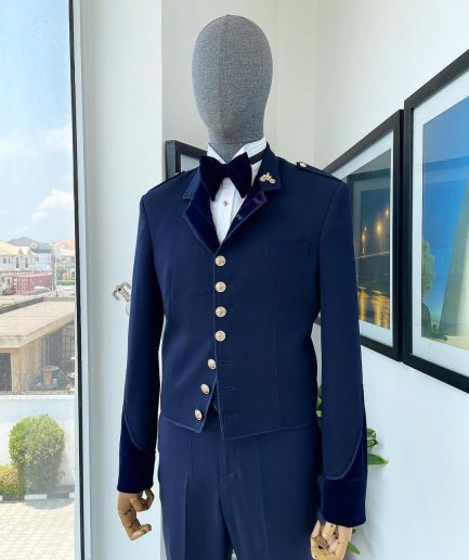 A “duopoly” navy blue royal tuxedo suit