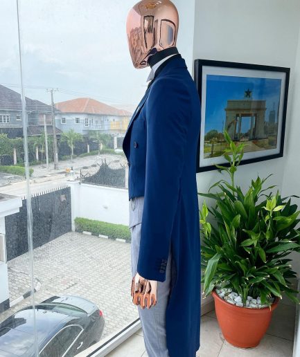 A Navy Blue Peak Lapel Tail Suit