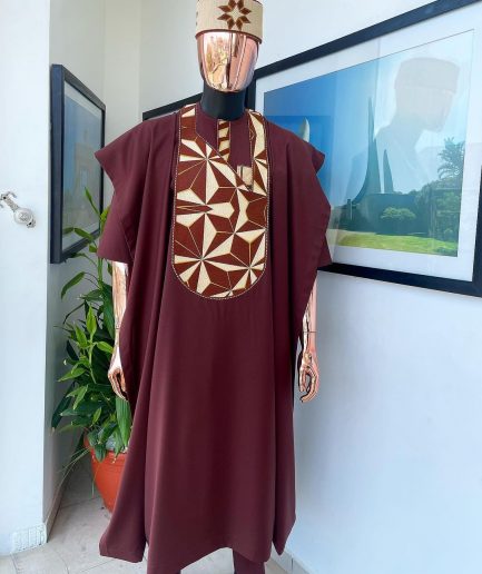 A Cinnamon Brown, Sunset In The East Embroidery Detailing Agbada