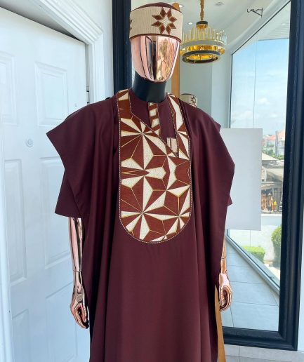 A Cinnamon Brown, Sunset In The East Embroidery Detailing Agbada
