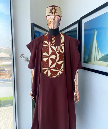 A Cinnamon Brown, Sunset In The East Embroidery Detailing Agbada