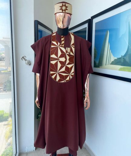 A Cinnamon Brown, Sunset In The East Embroidery Detailing Agbada