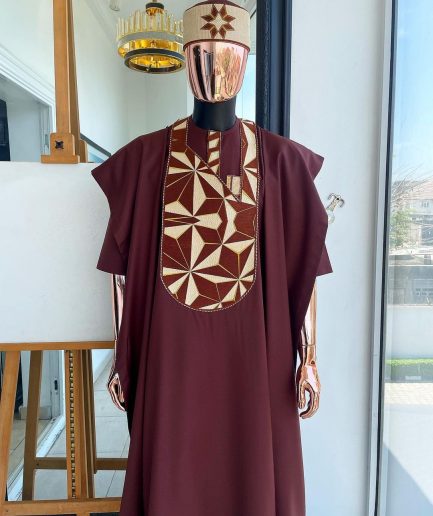 A Cinnamon Brown, Sunset In The East Embroidery Detailing Agbada