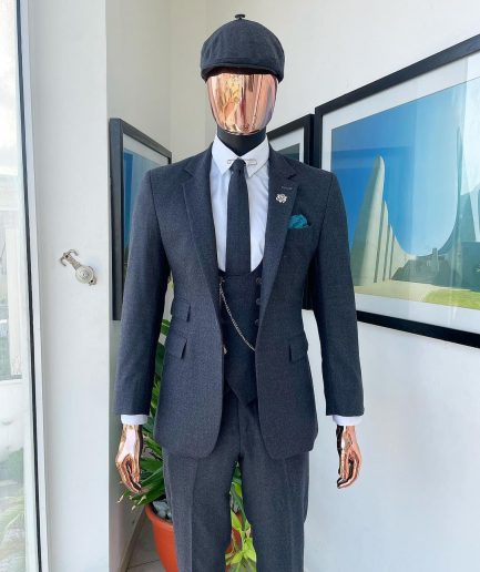 A reloaded “peaky blinders” Iron Grey Jorgecarli Super 140’s- “Board Room” notch lapel suit
