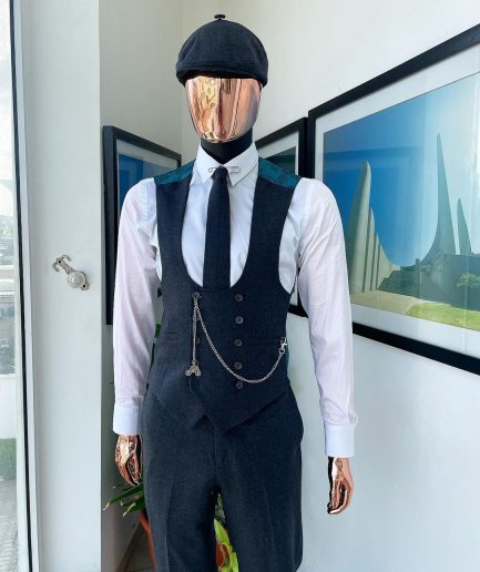 A reloaded “peaky blinders” Iron Grey Jorgecarli Super 140’s- “Board Room” notch lapel suit