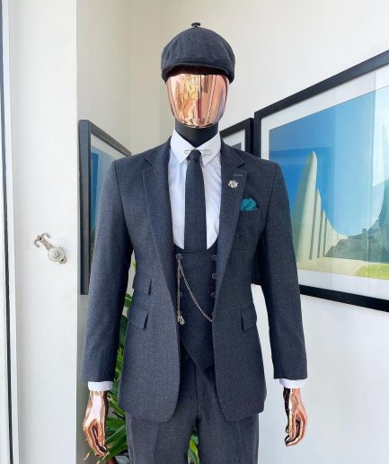 A reloaded “peaky blinders” Iron Grey Jorgecarli Super 140’s- “Board Room” notch lapel suit