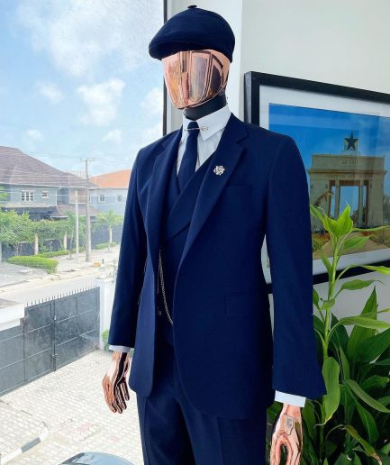 A layered square patterned navy blue “peaky blinders” - Jorgecarli super 140’s- “Board Room” suit