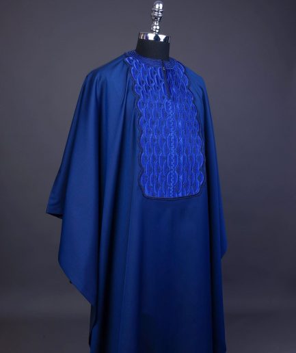 A Navy Blue, Sunrise Perspective Embroidery Detailing Agbada