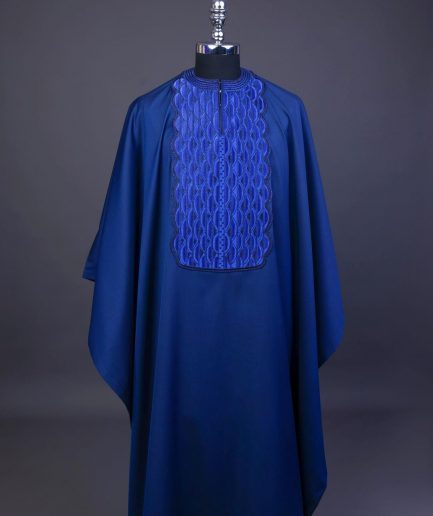 A Navy Blue, Sunrise Perspective Embroidery Detailing Agbada