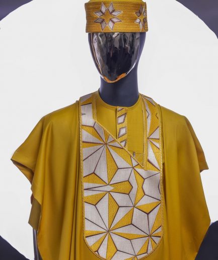 A Medallion Yellow, Sun Set In The East Embroidery Detailing Agbada