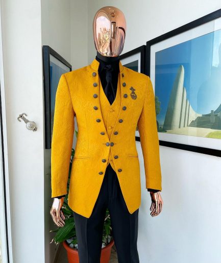 The “Monaco” honey yellow, single button front cut layered suit