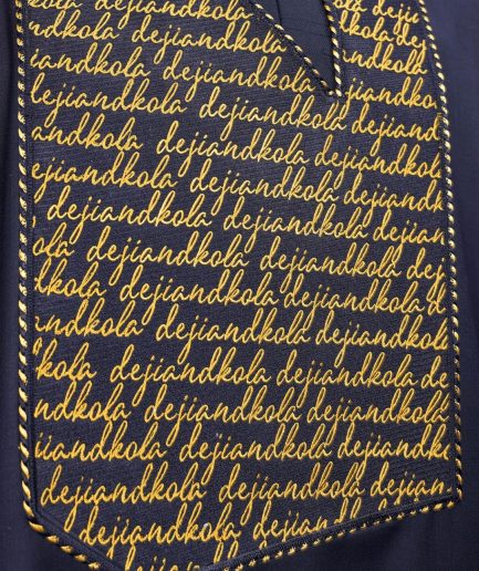 A Charcoal Black, Gold Scritto Pattered (dejiandkola) Embroidery Detailing Agbada